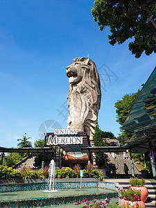 喷泉素材新加坡环球影城建筑鱼尾狮背景
