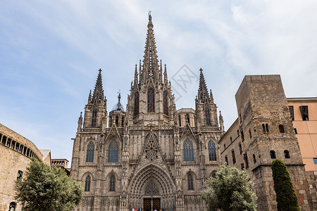 巴塞罗那著名旅游景点主教堂高清图片