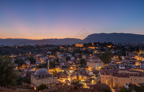土耳其著名城市番红花城日落夜景背景