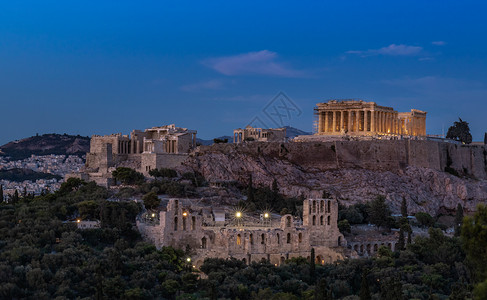 希腊雅典著名旅游景点卫城夜景图片