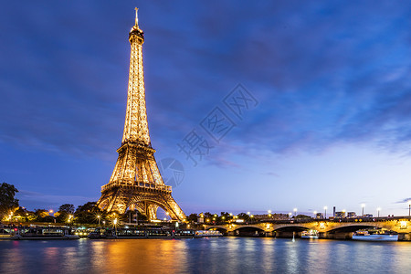 巴黎法国巴黎埃菲尔铁塔夜景背景