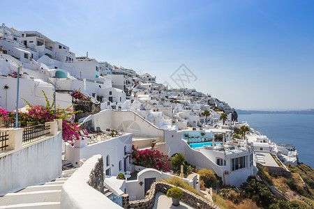 希腊著名海岛圣托里尼白色建筑高清图片