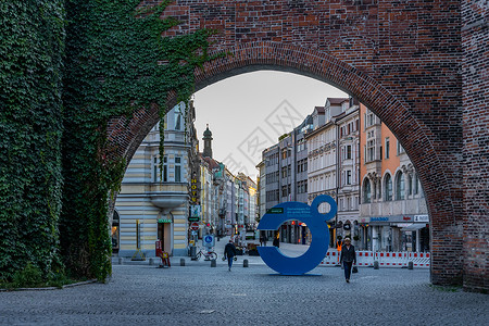 中世纪拱门德国巴伐利亚慕尼黑城市街景背景