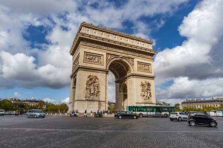 去法国法国著名旅游景点巴黎凯旋门背景