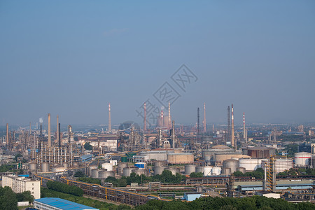 工厂区武汉青山石化区工厂建筑群背景