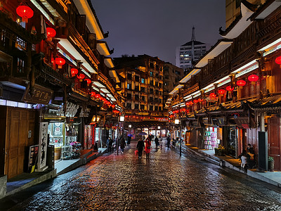 贵州都匀石板街夜景背景