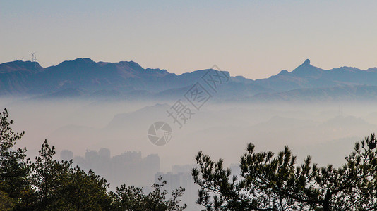 中国风风景画贵州独山县云海奇景背景