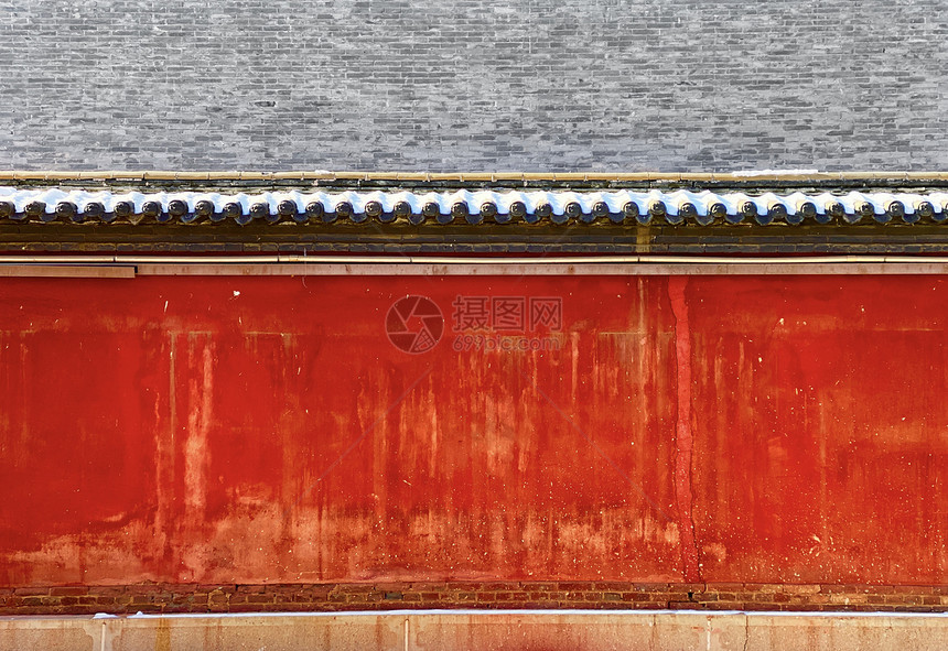 五台山寺庙红墙图片