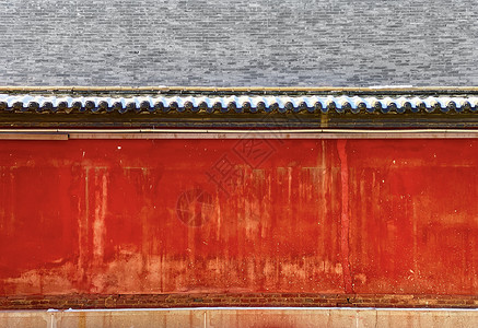 红砖青瓦五台山寺庙红墙背景