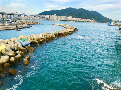 松岛湾韩国釜山松岛天空步道背景