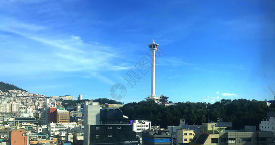 韩国釜山海云台灯塔背景图片