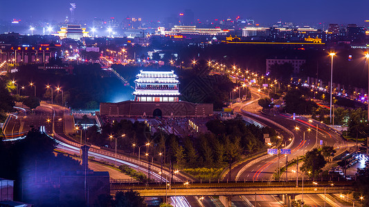 北京永定门夜景背景