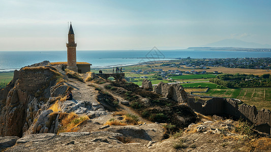 海洋城堡浪漫土耳其凡城城堡遗迹背景