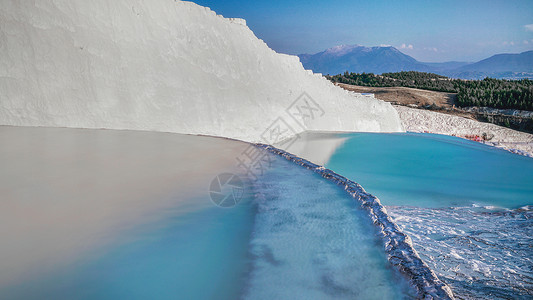 土耳其棉花堡浪漫温泉背景图片