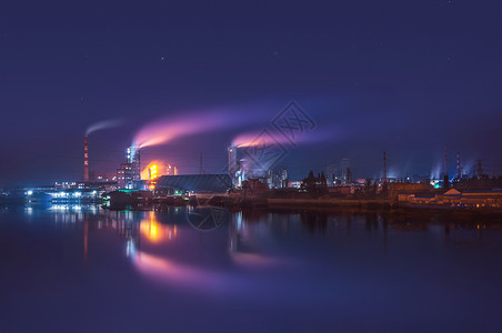 工厂夜色工业区建筑高清图片