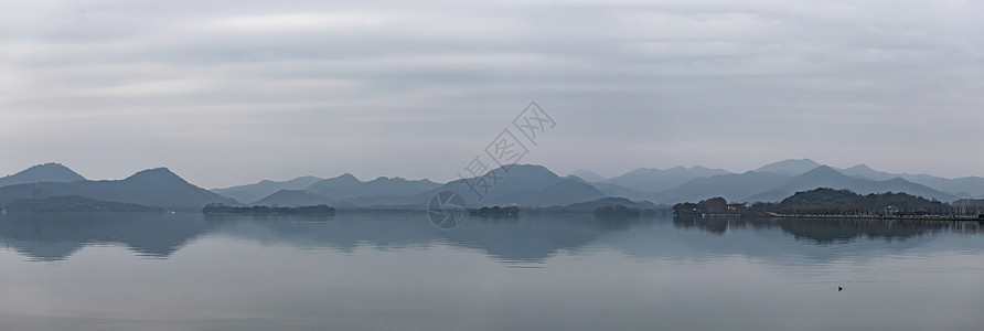 西湖水墨画杭州西湖山水风景长图背景