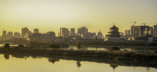渭河源咸阳渭河日落背景