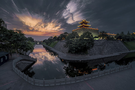 西安护城河背景