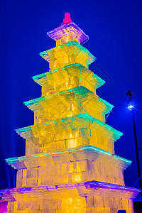 唐山南湖灯展灯会 冰雕 塔背景