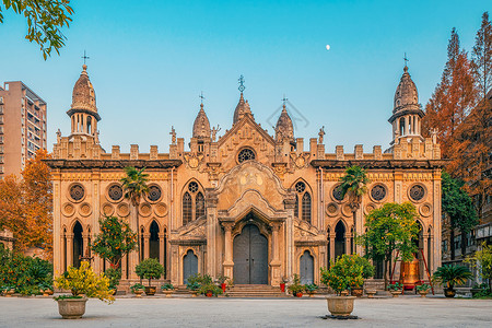 武汉地标建筑结构古德寺背景图片