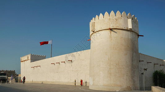 卡塔尔多哈古城堡城墙高清图片