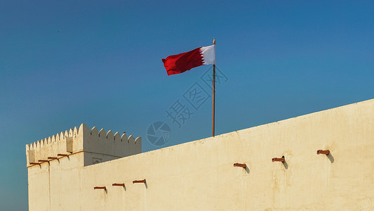 卡塔尔多哈海湾卡塔尔多哈古城堡城墙背景
