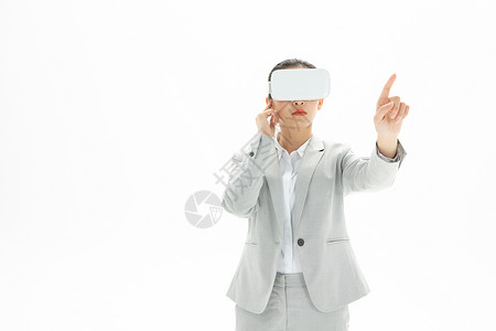 带着VR眼睛带vr眼镜的职业女性背景