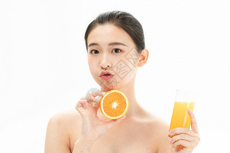 健康活力少女与橙子图片