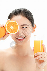 健康活力少女与橙子图片