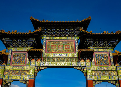 中国风牌匾英国利物浦中国城背景