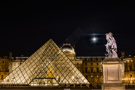法国巴黎卢浮宫夜景背景图片