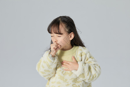 无症状感染小女孩生病咳嗽背景