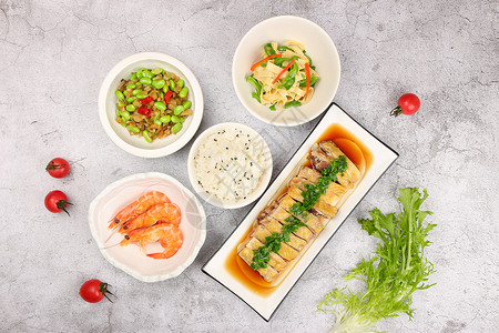 中式健康菜品套餐 背景图片