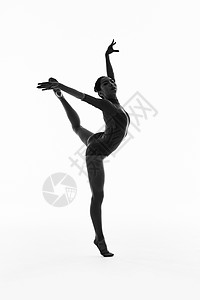 女剪影的素材年轻女运动员艺术体操动作展示背景
