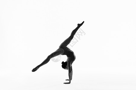 女剪影的素材年轻女运动员艺术体操动作展示背景