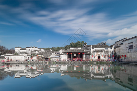 最美的倒影中国最美古村安徽宏村月湖背景