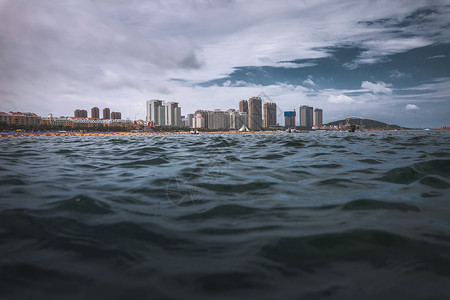 威海全景威海海岸线城市风光背景