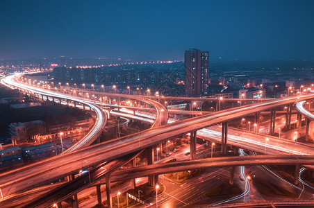 南京立交桥车流夜景背景图片