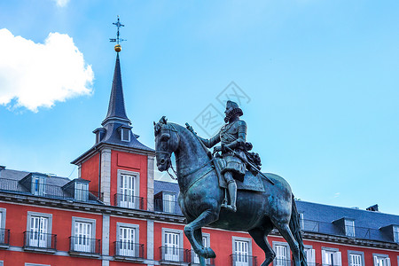 西班牙航海纪念碑夏天马德里主广场纪念碑背景
