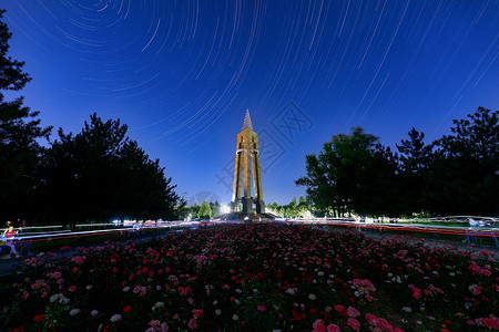吉尔吉斯斯坦比什凯克胜利公园星轨高清图片