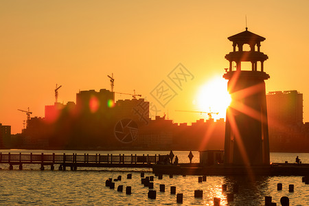 黑龙江省大庆市三永湖日落背景