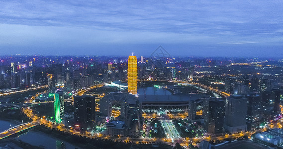 郑州二七塔河南郑州郑东新区夜景背景