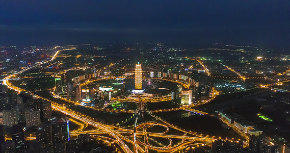 河南郑州郑东新区夜景背景图片