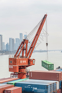 港口物流运输货柜龙门架背景图片
