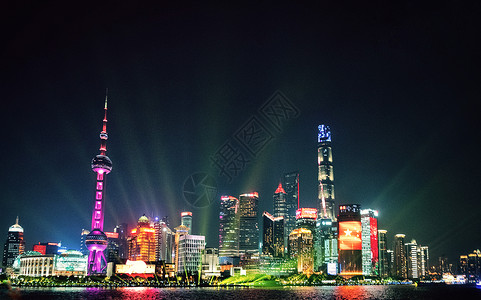 上海外滩灯光秀夜景图片