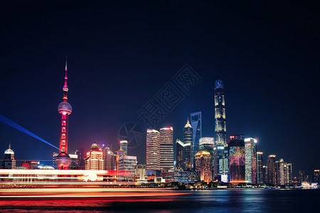 上海外滩灯光秀夜景背景图片
