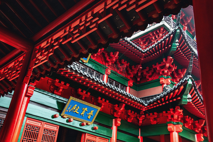 南京毗卢寺中国红传统宗教建筑图片