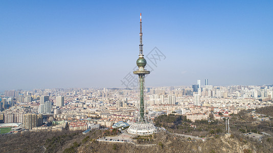 建筑近景青岛城市电视塔背景