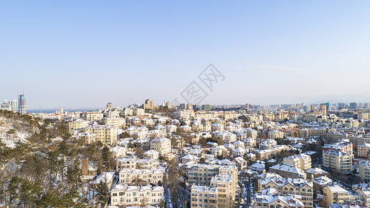 青岛老城区雪景背景图片