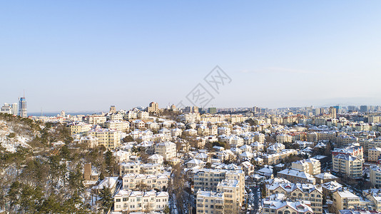 青岛雪景青岛老城区雪景背景